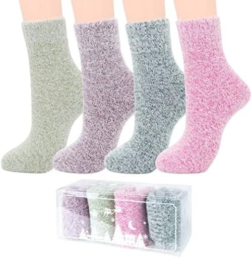 Winter Wool Blend Women's Socks - Cozy Multi Pack Crew Cut Socks