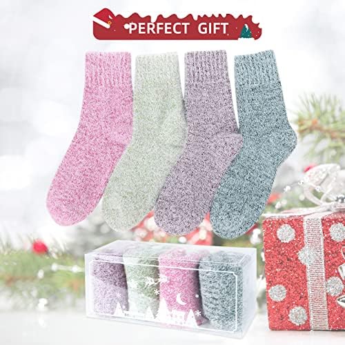 Winter Wool Blend Women's Socks - Cozy Multi Pack Crew Cut Socks