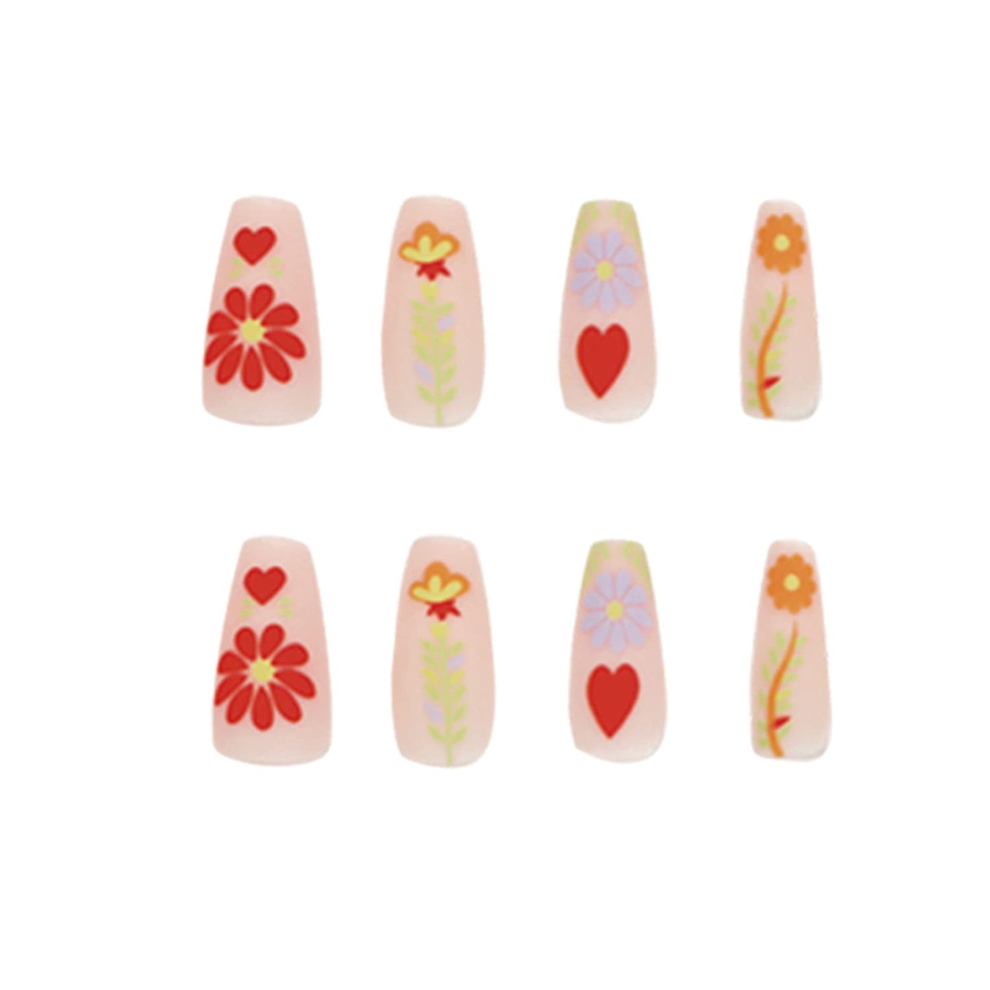 Designer Acrylic Press-On Nails Set - Long Acrylic Press-On Nails with Detailed Artwork- Free Shipping