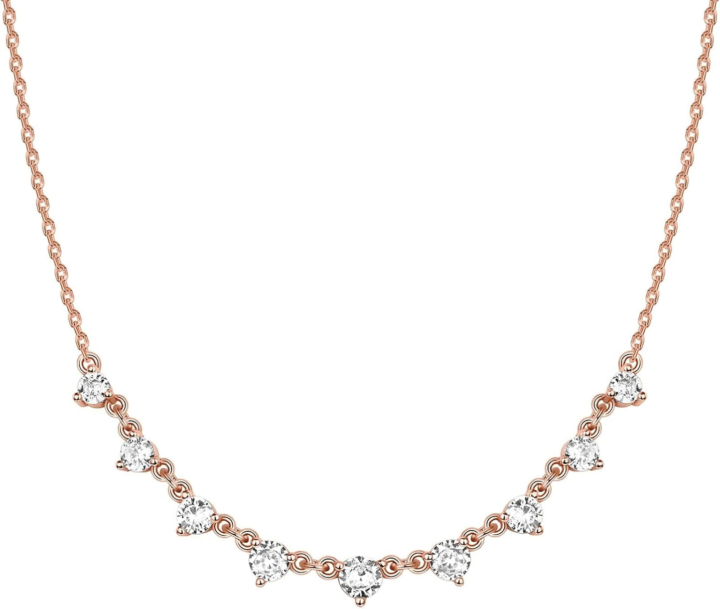 Stylish Station Necklace Simulated Diamond 14K GP Cubic Zirconia  - Free Shipping