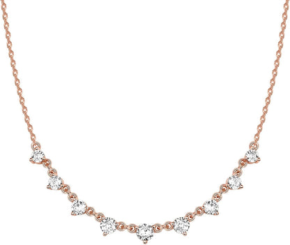 Stylish Station Necklace Simulated Diamond 14K GP Cubic Zirconia  - Free Shipping