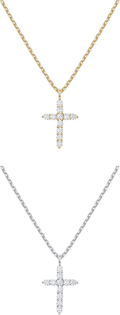 Sparkling Cross Faith Pendant 14K GP Cubic Zirconia Necklace - Free Shipping