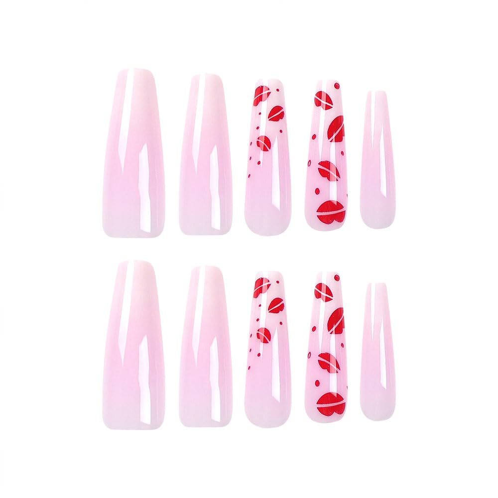 Designer Acrylic Press-On Nails Set - Long Acrylic Press-On Nails with Detailed Artwork- Free Shipping