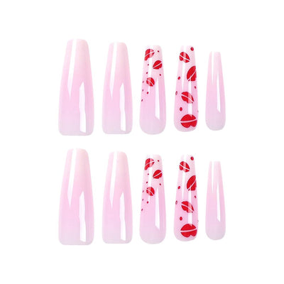 Designer Acrylic Press-On Nails Set - Long Acrylic Press-On Nails with Detailed Artwork- Free Shipping