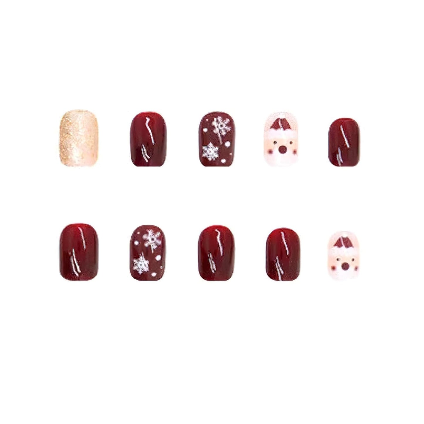 Christmas Santa Design Press-On Nails Short Square Acrylic Set 24pcs Stick-On Manicure-Free Shipping