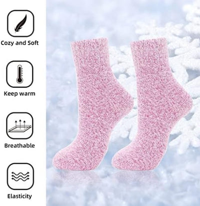 Winter Wool Blend Women's Socks - Cozy Multi Pack Crew Cut Socks