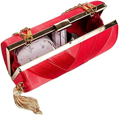 Luxury Silk Clutch with Sophisticated Tassel Charm: Ideal for Prom,Weddings and Galas