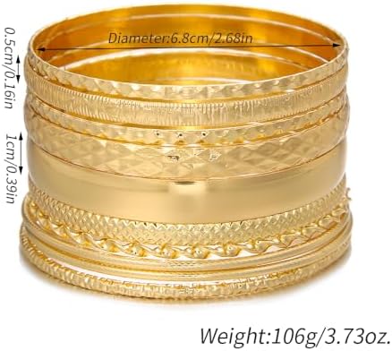 Gold and Silver Bangle Bracelet Sets - Multi-Layer Stackable Textured Bangles