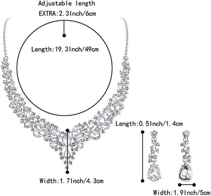 Elegant Rhinestone Necklace Earrings Set for Women - Statement Crystal Jewelry with Free Shipping