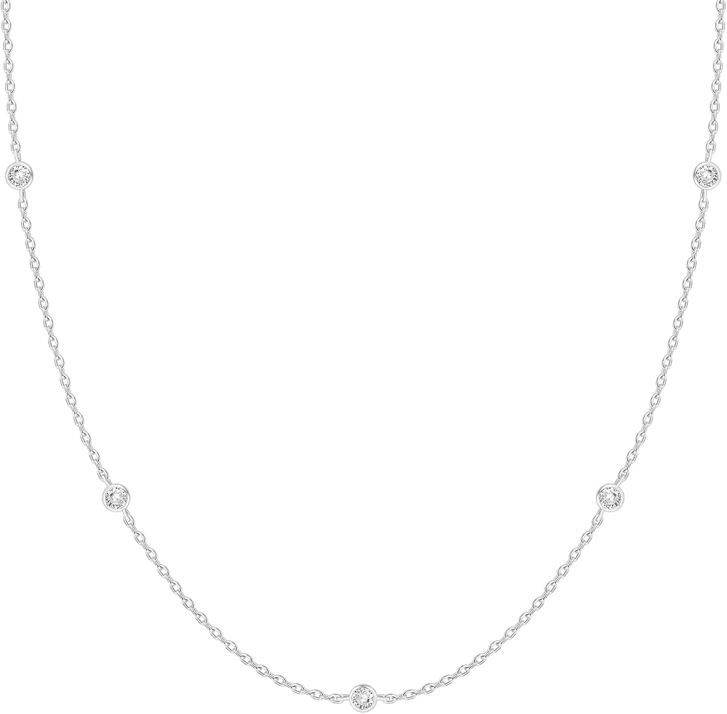 Stylish Station Necklace Simulated Diamond 14K GP Cubic Zirconia  - Free Shipping