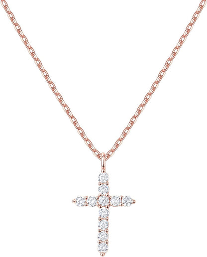 Sparkling Cross Faith Pendant 14K GP Cubic Zirconia Necklace - Free Shipping