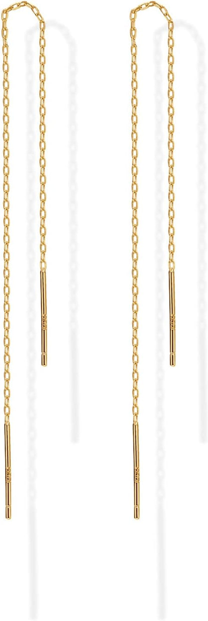 Trendy Chain Piercing 14K GP Double Threader Earrings – Free Shipping