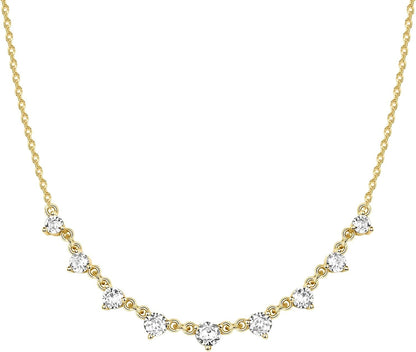 Stylish Station Necklace Simulated Diamond 14K GP Cubic Zirconia  - Free Shipping