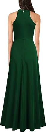 Chic Halter Hi-Lo Slit Fit and Flare Maxi Dress-Free Shipping