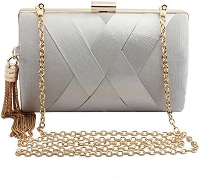 Luxury Silk Clutch with Sophisticated Tassel Charm: Ideal for Prom,Weddings and Galas