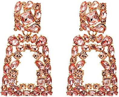 Elegant Rhinestone Rectangle Earrings - Vintage Geometric Sparkle for Every Occasion