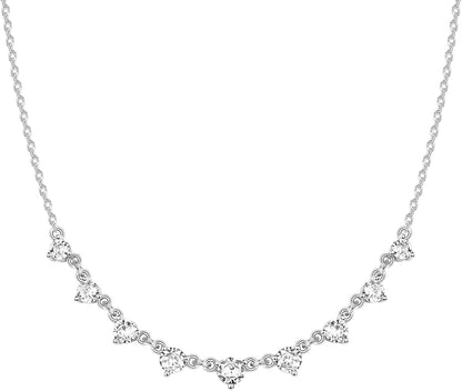 Stylish Station Necklace Simulated Diamond 14K GP Cubic Zirconia  - Free Shipping