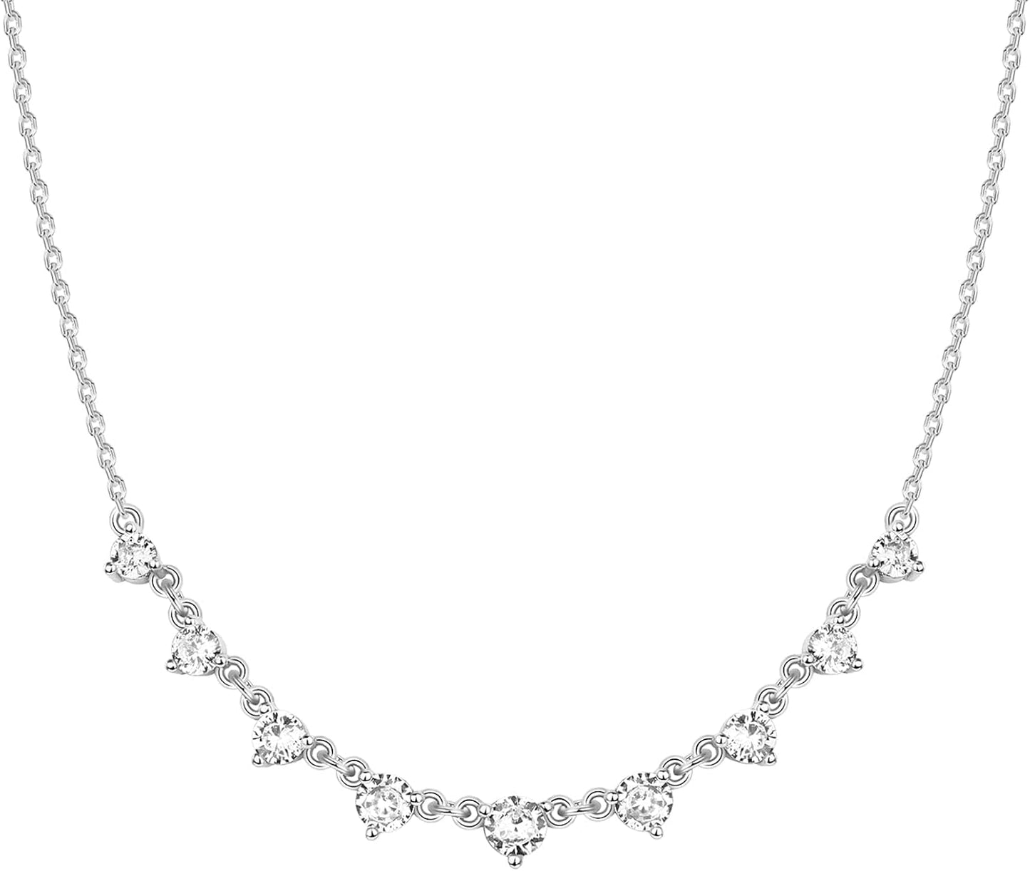 Stylish Station Necklace Simulated Diamond 14K GP Cubic Zirconia  - Free Shipping