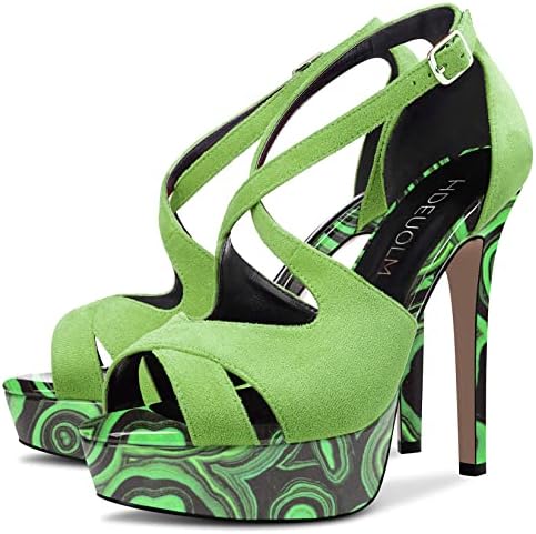 Vibrant Statement Pop Art Stiletto Platform Ankle Strap Heels 4.7in