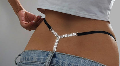 Sexy Adjustable Rhinestone G-String Underpants for Glamorous Flair and Seductive Style