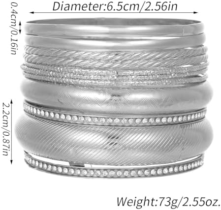 Gold and Silver Bangle Bracelet Sets - Multi-Layer Stackable Textured Bangles