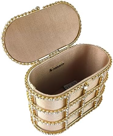 Glamorous Rhinestone-Encrusted Bucket Clutch - Elegant Pearl Handle Detail for Special Occasions