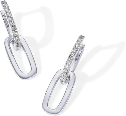 Stylish Dangle Cubic Zirconia 14K GP Earrings - Free Shipping