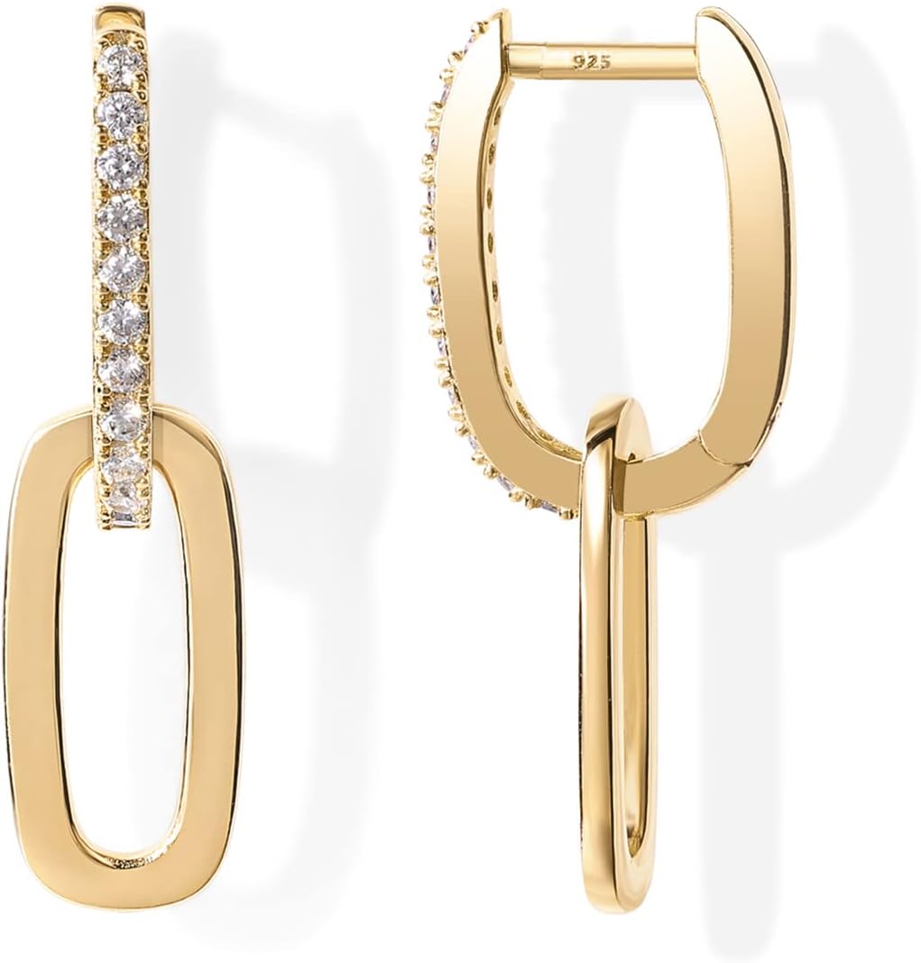 Stylish Dangle Cubic Zirconia 14K GP Earrings - Free Shipping