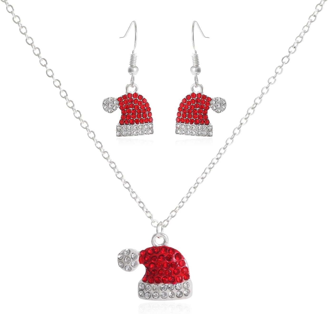 Festive Red Christmas Hat Sparkling Rhinestones Earrings-Free Shipping