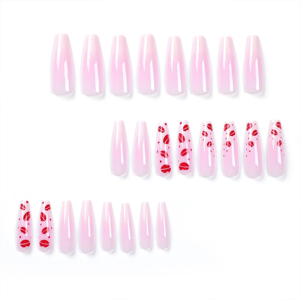 Designer Acrylic Press-On Nails Set - Long Acrylic Press-On Nails with Detailed Artwork- Free Shipping