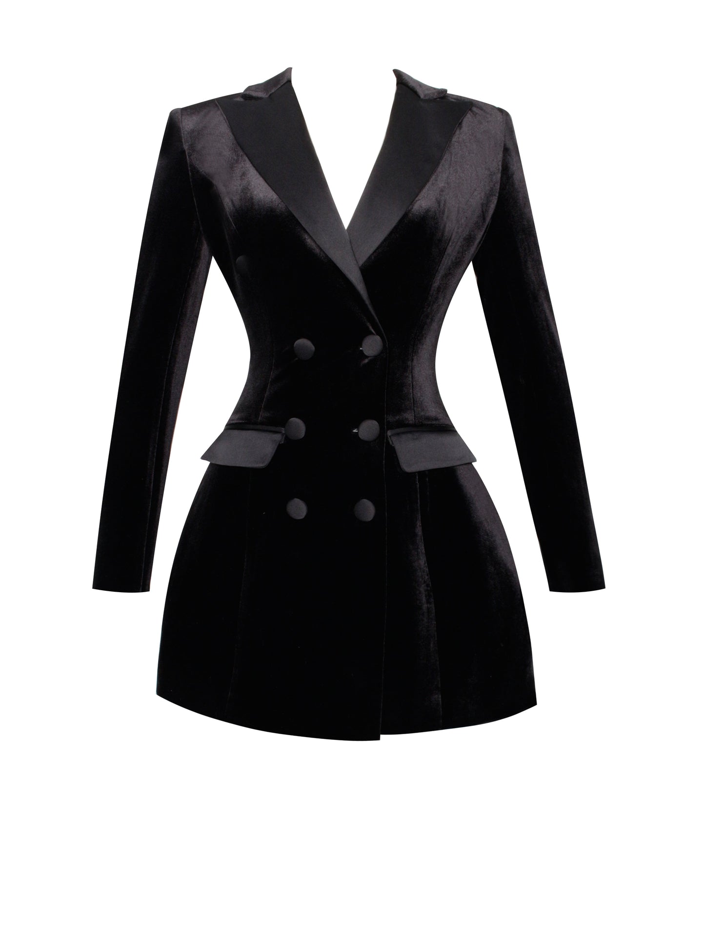 Miss Circle Calista Black Velvet Blazer Mini Dress - Free Shipping