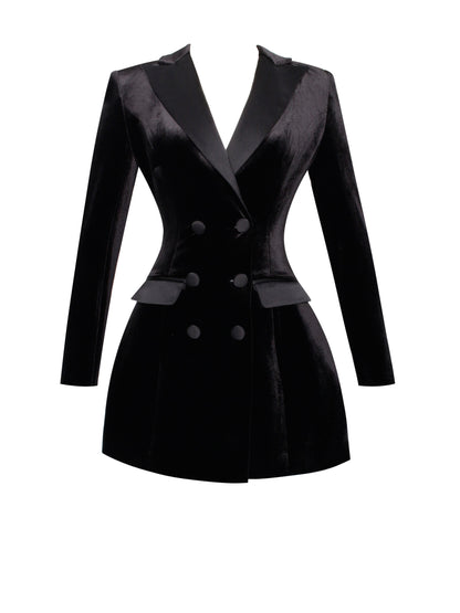 Miss Circle Calista Black Velvet Blazer Mini Dress - Free Shipping