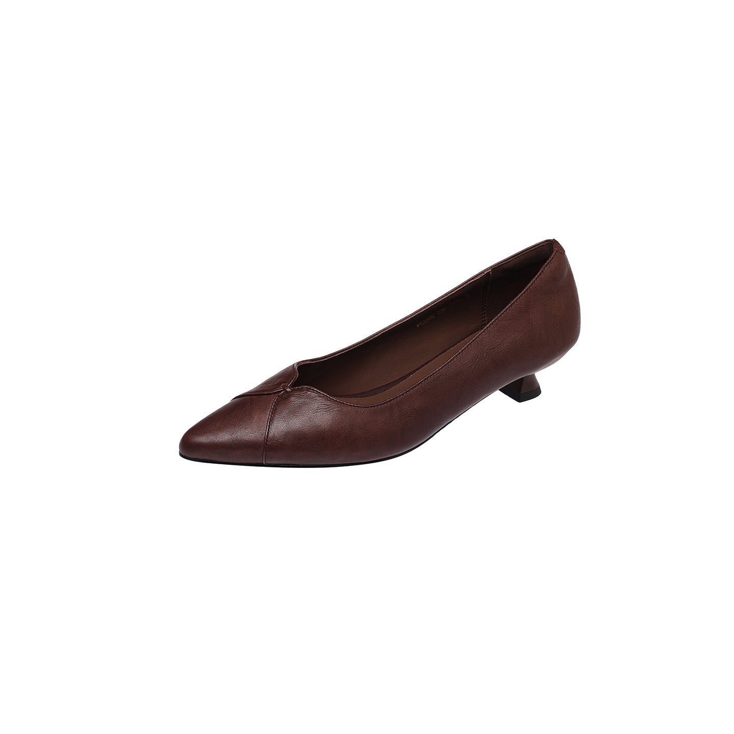 Washed Cowhide  Pointed Toe Leather Kitten Heels - Free Shipping