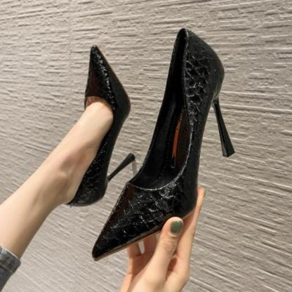 Snake-Print Pointed Toe Stiletto Heels - Free Shipping