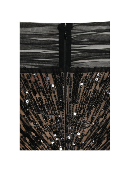 Miss Circle Qeturah Embroidered Sequin Off Shoulder Mesh Gown - Free Shipping