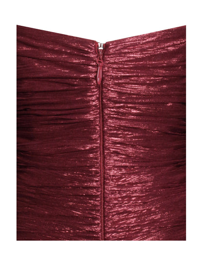 Miss Circle Sable Ruched Burgundy Glitter Mermaid Gown - Free Shipping