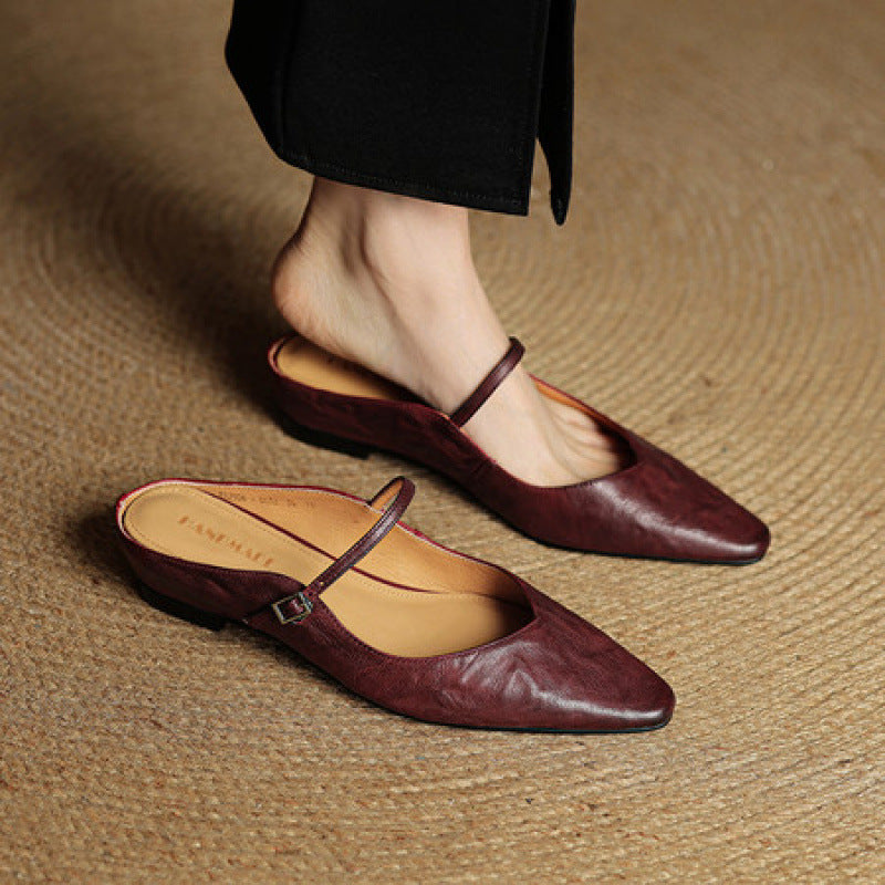 Retro Leather Cowhide Slingback Platform Sandals - Free Shipping