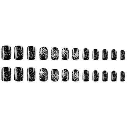 Christmas Stripes Design Press-On Nails Short Square Acrylic Set 24pcs Stick-On Manicure-Free Shipping