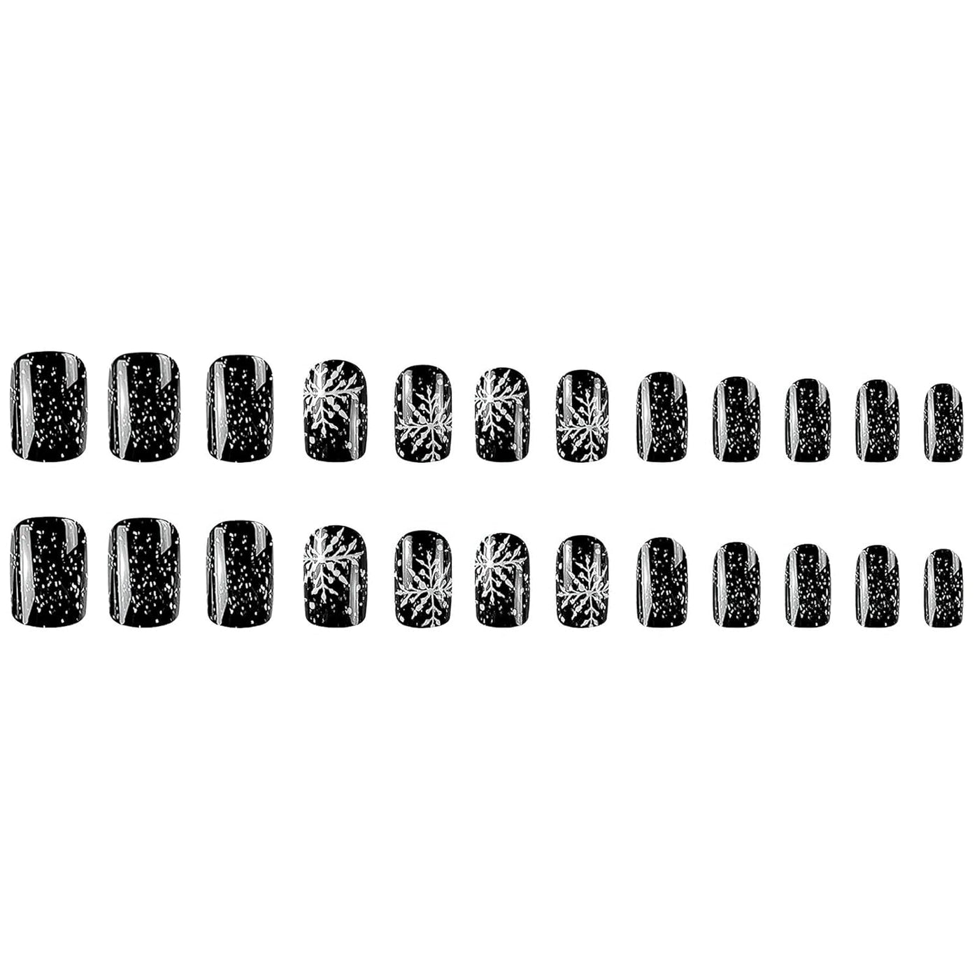 Christmas Deer Snowflakes Design Press-On Nails Short Square Acrylic Set 24pcs Stick-On Manicure-Free Shipping