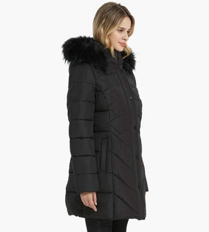 Stylish Faux Fur Hooded Zipper Button Closure Quilted Parka Jacket (XS–3XL) – Free Shipping