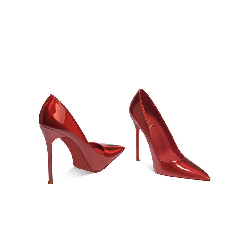 Red Sole Pointed Toe Slip-On Stiletto High Heels - Free Shipping