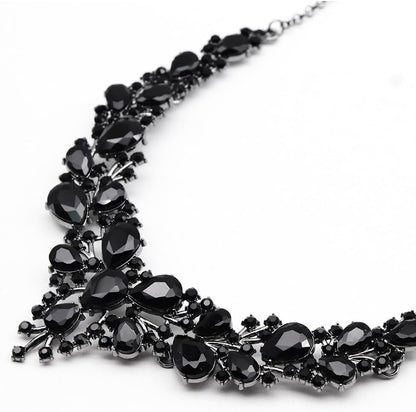 Elegant Rhinestone Necklace Earrings Set for Women - Statement Crystal Jewelry with Free Shipping