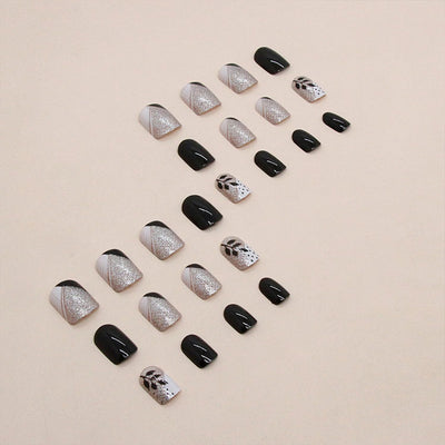 Chic Medium Length Square Round Design Nails 24 Pcs Easy Apply-Free Shipping