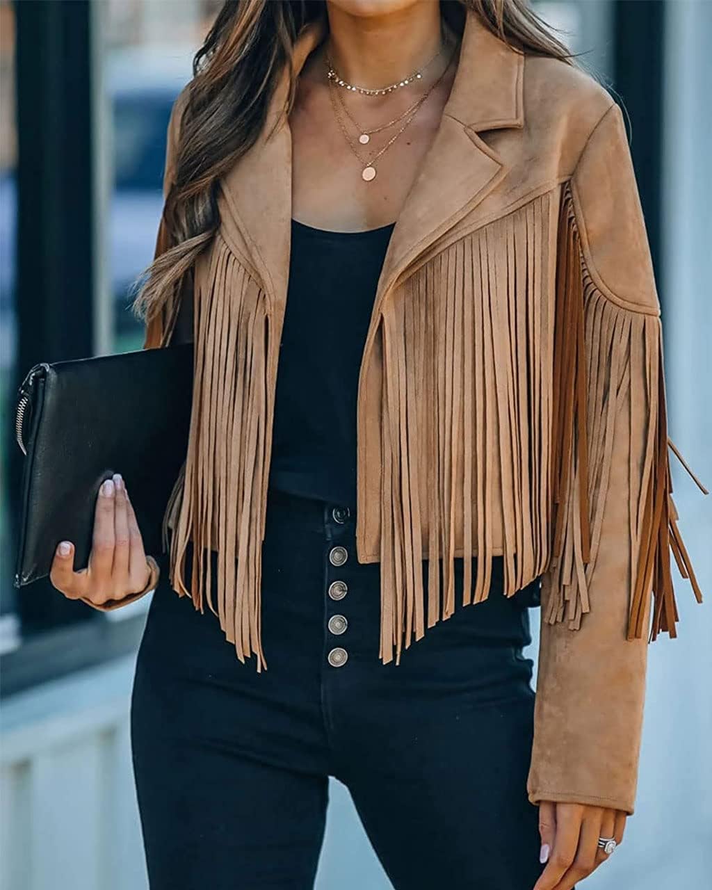 Trendy White Women’s Leather Boyfriend Cropped Jacket with Tassels Edgy and Trendy-Free Shipping