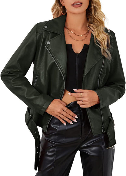 Stylish Faux Leather Fashionable Zipper Biker Outerwear Jacket-Free Shipping