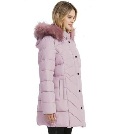 Stylish Faux Fur Hooded Zipper Button Closure Quilted Parka Jacket (XS–3XL) – Free Shipping