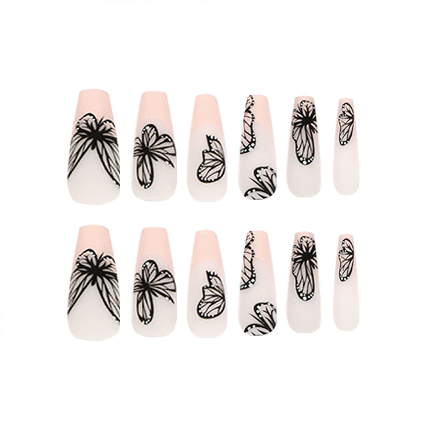 Designer Acrylic Press-On Nails Set - Long Acrylic Press-On Nails with Detailed Artwork- Free Shipping