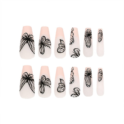 Designer Acrylic Press-On Nails Set - Long Acrylic Press-On Nails with Detailed Artwork- Free Shipping