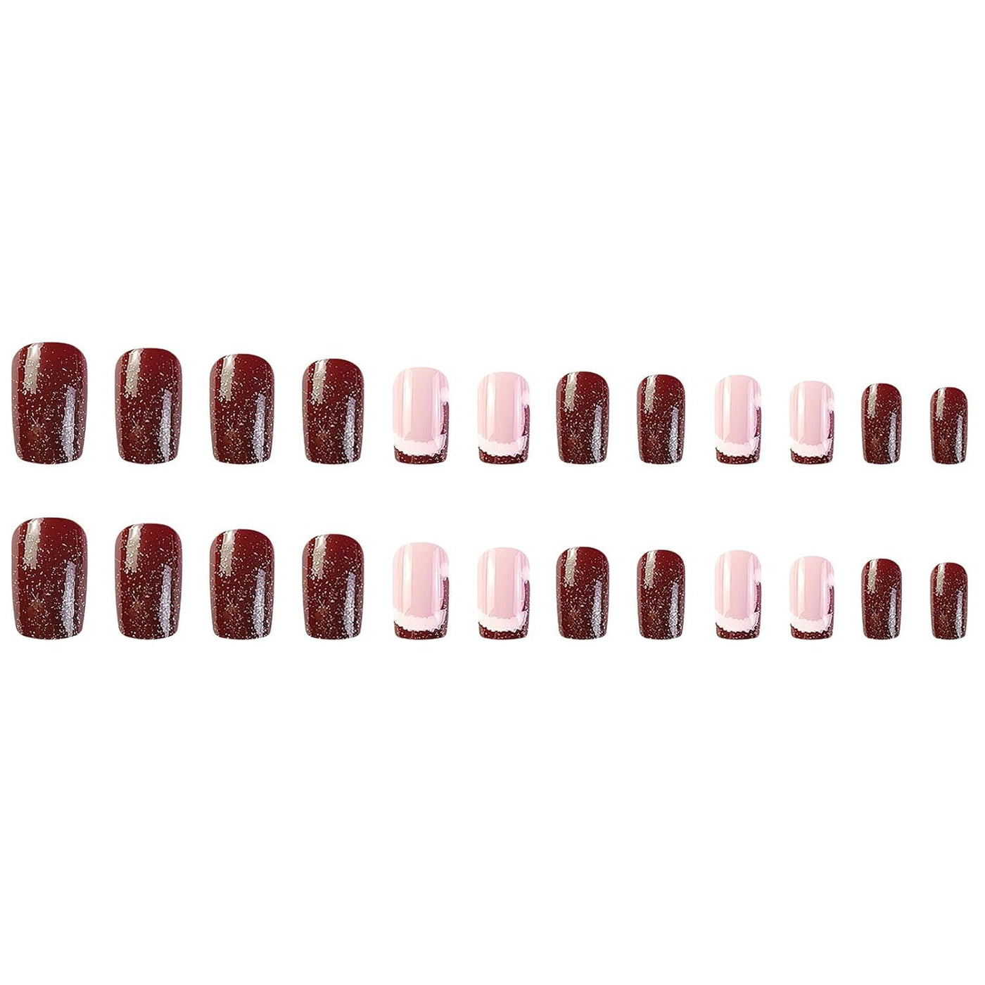 Christmas Tree Design Press-On Nails Short Square Acrylic Set 24pcs Stick-On Manicure-Free Shipping