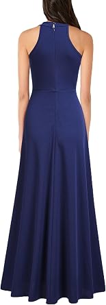 Chic Halter Hi-Lo Slit Fit and Flare Maxi Dress-Free Shipping